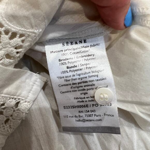 SEZANE Women's Rym Shirt Size M In Ecru - Picture 10 of 11